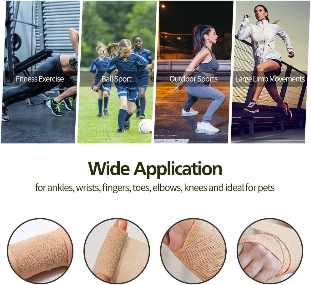 6Pcs 2In Self Adhesive Bandage Wraps, Vet Wraps, 12 Colors to Choose, 5 Yard Self Adherent Wraps for Sports, Wrist, Ankle and Swelling