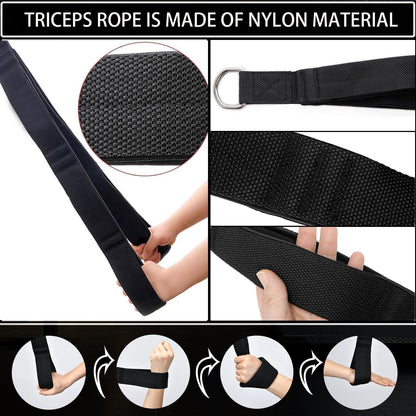 Tricep Rope, Tricep Pull down Attachment with Carry Bag, Tricep Rope Cable Attachment for Pull Downs, Strength Training, Arm Training, Facepulls and Perfect for Professional Gym