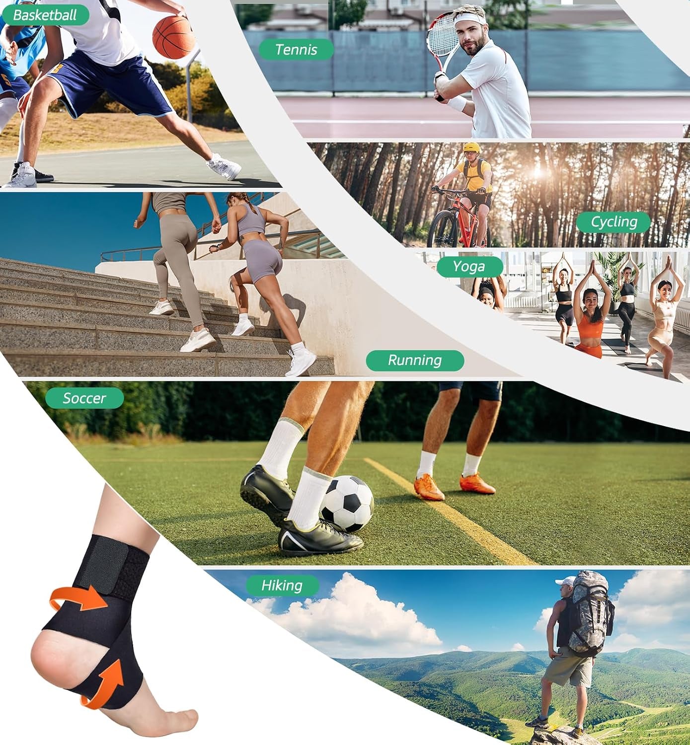 Ultrathin High-Elastic Ankle Wraps Ankle Brace for Men Women Kids, Adjustable Ankle Straps for Running, Football, Basketball, Sprains, Arthritis, Plantar Fasciitis (Black, Small (Pack of 2))