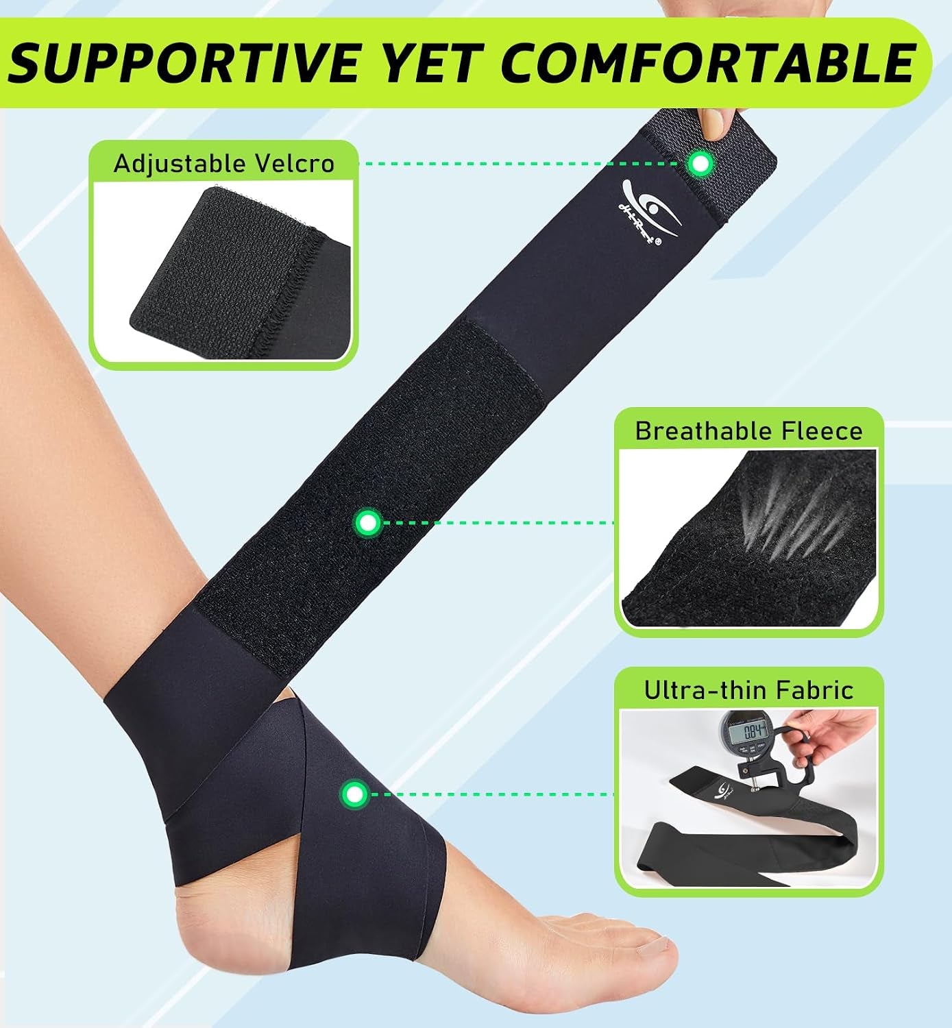 Ultrathin High-Elastic Ankle Wraps Ankle Brace for Men Women Kids, Adjustable Ankle Straps for Running, Football, Basketball, Sprains, Arthritis, Plantar Fasciitis (Black, Small (Pack of 2))