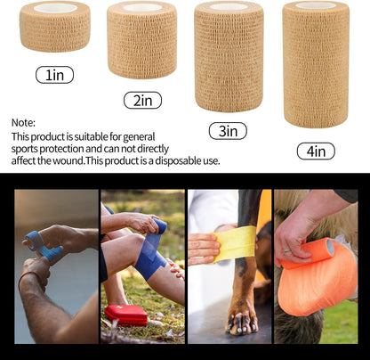 6Pcs 2In Self Adhesive Bandage Wraps, Vet Wraps, 12 Colors to Choose, 5 Yard Self Adherent Wraps for Sports, Wrist, Ankle and Swelling