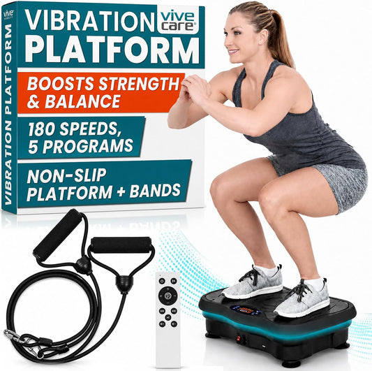 Vibration Plate Exercise Machine - Shake Plate Vibration Platform with Resistance Exercise Bands - Lymphatic Drainage Machine for Shaping, Toning, Wellness, Recovery, and Weight Loss