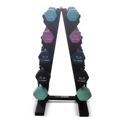 2, 3, 5, 8, & 10 Lb Neoprene Dumbbell Weight Set W/ Rack, Pastel