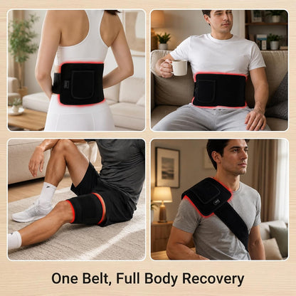 Red Light Therapy Belt for Back, Waist & Knee, 120 Leds 660Nm Red Light & 850Nm near Infrared Therapy Wrap, Red Light Therapy Pad for Lower Back, Shoulder & Body
