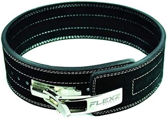 Flexz Fitness Lever Weight Lifting Belt Leather - 10MM 13MM Powerlifting Gym Belts for Men & Women - Lower Back Support for Weightlifting Deadlifts Squats Heavy Duty IPF Bodybuilding