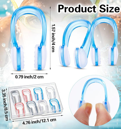 2PCS Swimming Nose Clips Adult, Soft Silicone Waterproof Nose Plugs with Storage Cases, Non-Slip & Comfortable Fit for Adults (Blue, Pink)