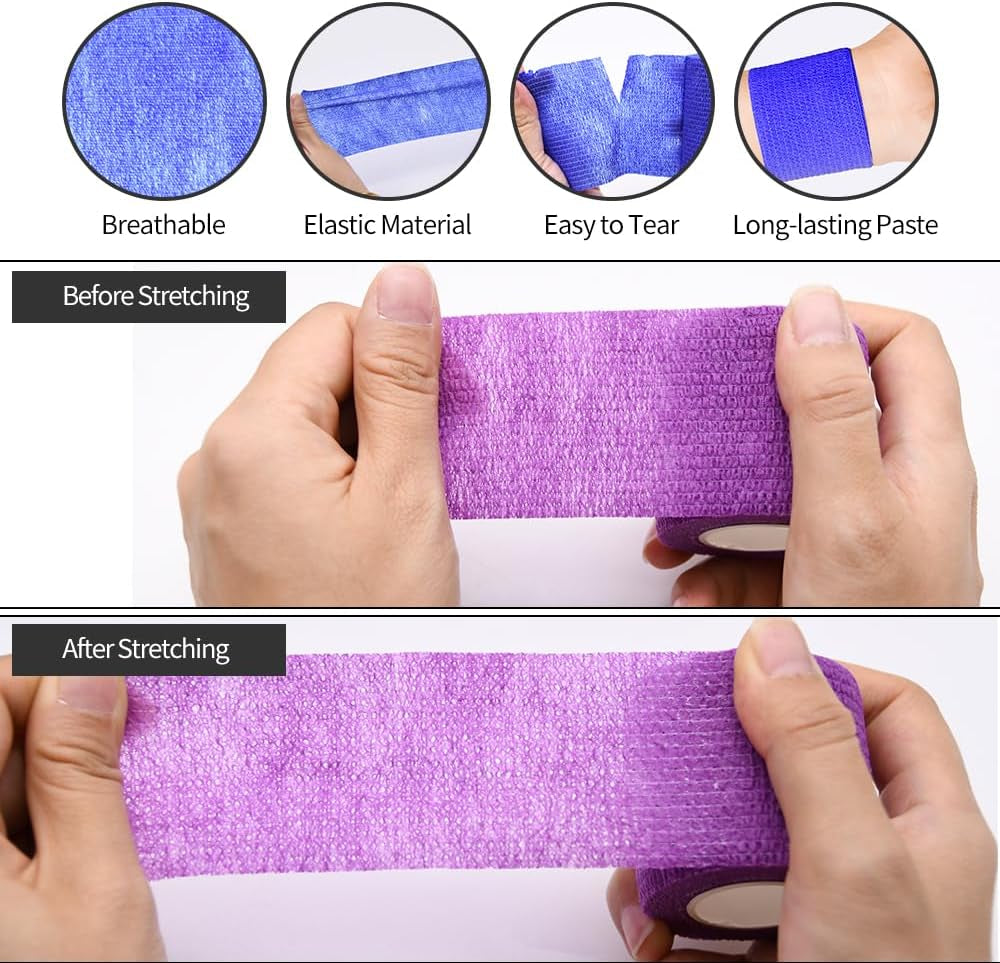 6Pcs 2In Self Adhesive Bandage Wraps, Vet Wraps, 12 Colors to Choose, 5 Yard Self Adherent Wraps for Sports, Wrist, Ankle and Swelling