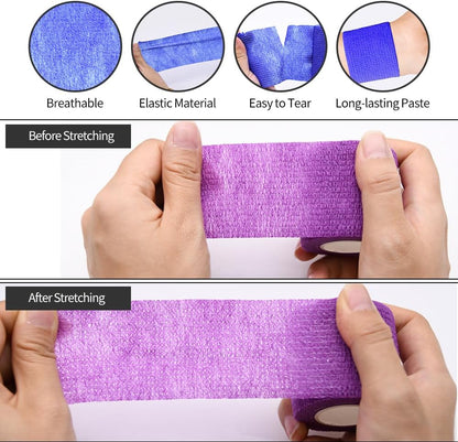 6Pcs 2In Self Adhesive Bandage Wraps, Vet Wraps, 12 Colors to Choose, 5 Yard Self Adherent Wraps for Sports, Wrist, Ankle and Swelling