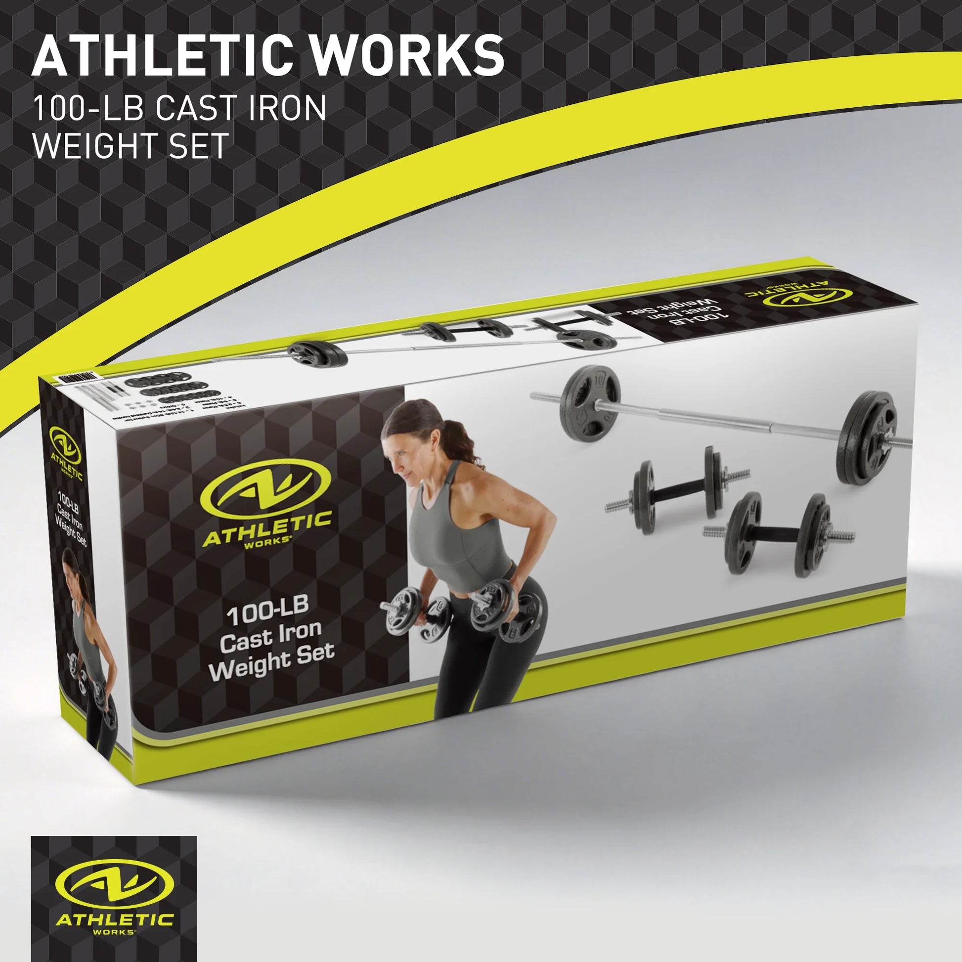 100LB Black Cast Iron Standard Weight Plate Sets, Used as Both Dumbbell and Barbell,1-Inch Holes Fit Standard Sized Bar