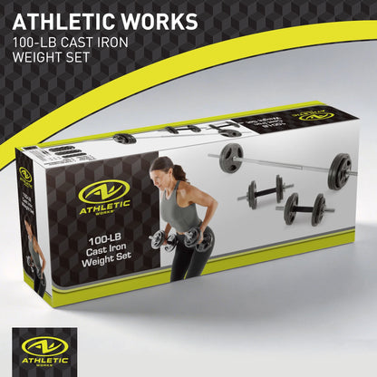 100LB Black Cast Iron Standard Weight Plate Sets, Used as Both Dumbbell and Barbell,1-Inch Holes Fit Standard Sized Bar