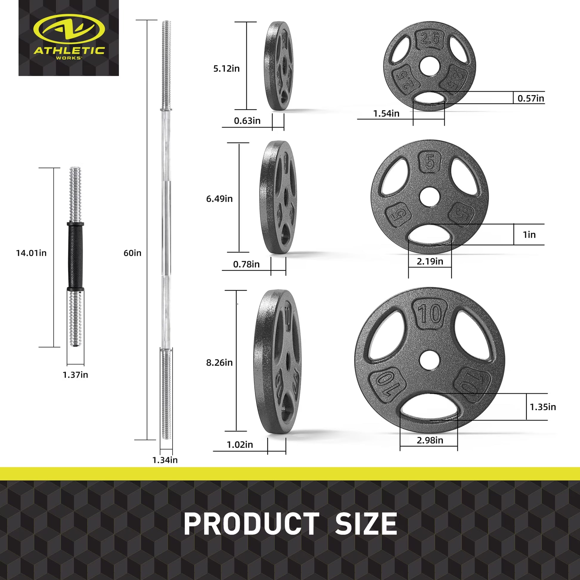100LB Black Cast Iron Standard Weight Plate Sets, Used as Both Dumbbell and Barbell,1-Inch Holes Fit Standard Sized Bar