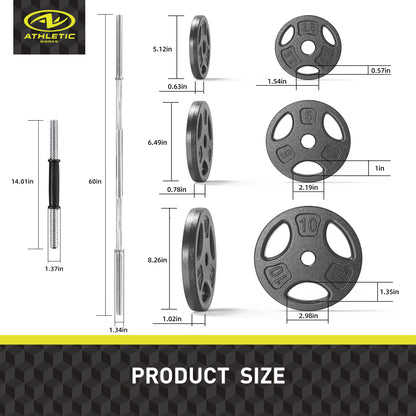 100LB Black Cast Iron Standard Weight Plate Sets, Used as Both Dumbbell and Barbell,1-Inch Holes Fit Standard Sized Bar