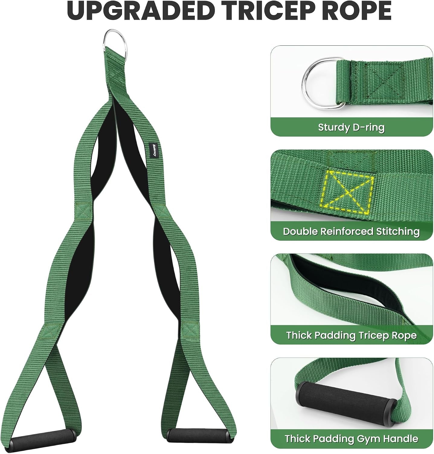 Tricep Rope Cable Attachment Handles, Tricep Pull down Attachment | 3 Lengths Tricep Rope for Face Pull, Push Down, Tricep Extension, Cable Rope Attachment for Gym Home Workout