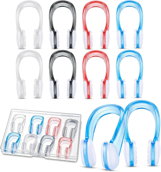 2PCS Swimming Nose Clips Adult, Soft Silicone Waterproof Nose Plugs with Storage Cases, Non-Slip & Comfortable Fit for Adults (Blue, Pink)