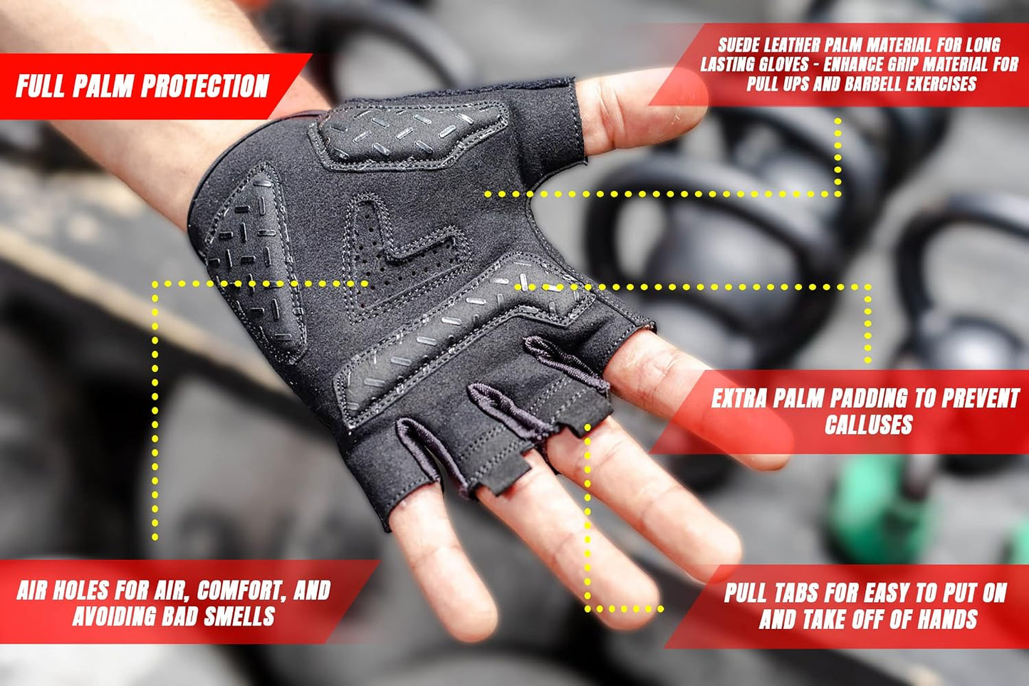 Max Grip Weight Lifting Workout Gloves for Gym Lifting, Biking, Fitness Training | Lightweight, Breathable, Non Slip | Men and Women