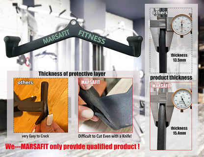 Home Gym Fitness Rowing T-Bar V-Bar Pulley Cable Machine Attachment, Bicep Curl Tricep LAT Pulldown Bar Back Strength Training Handle Grips LAT Pull down Bar for Seat Row Workout
