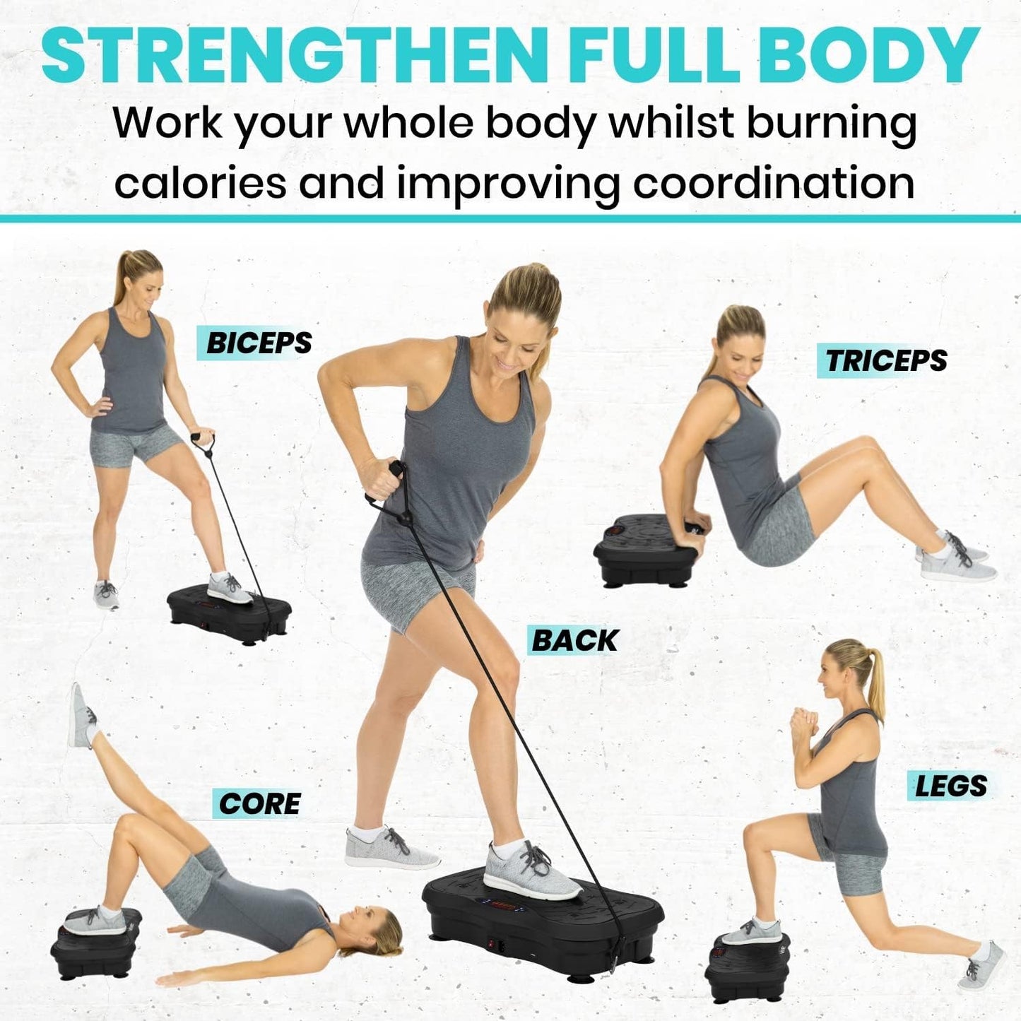 Vibration Plate Exercise Machine - Shake Plate Vibration Platform with Resistance Exercise Bands - Lymphatic Drainage Machine for Shaping, Toning, Wellness, Recovery, and Weight Loss
