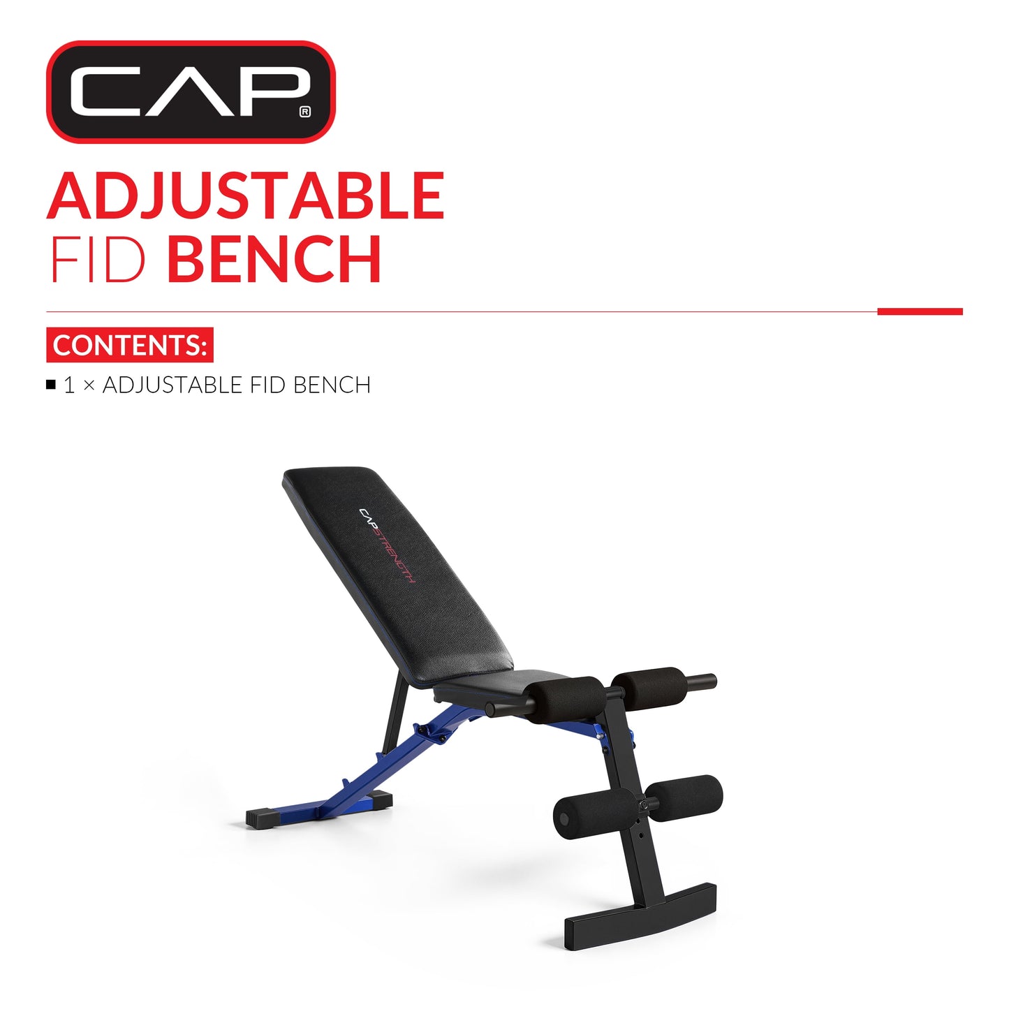 Strength Adjustable FID Weight Bench (600 Lb Weight acity), Blue