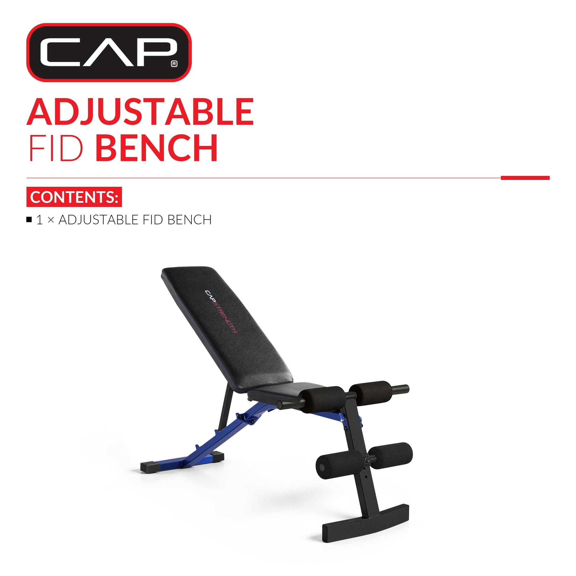 Strength Adjustable FID Weight Bench (600 Lb Weight acity), Blue