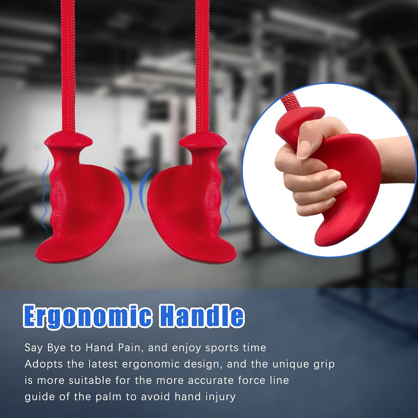 Tricep Rope with Ergonomic Handles, 36 Inch Tricep Pull down Rope for Cable Machine, Pulley System, Triceps Rope Cable Attachment for Gym, Home
