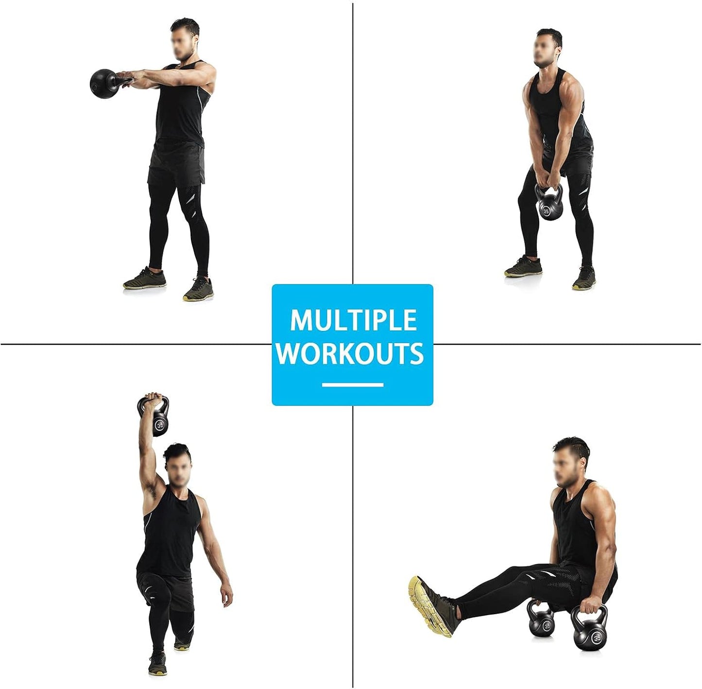Yaheetech 6Pcs Kettlebell Set HDPE Coated Kettlebells Weight Sets 5LB, 10LB, 15LB, 20LB, 25LB, 35LB Kettlebells for Home Fitness Gym, Black