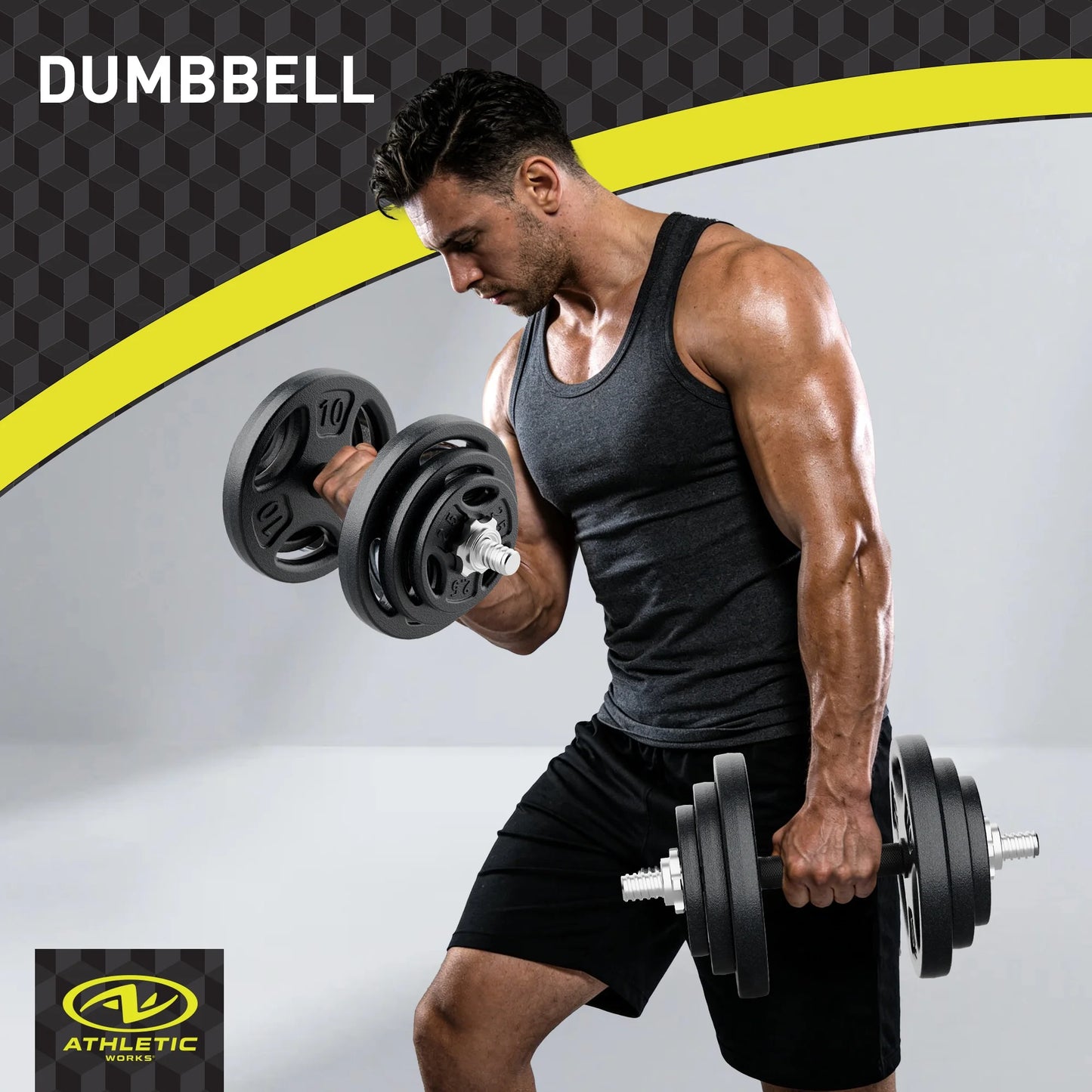 100LB Black Cast Iron Standard Weight Plate Sets, Used as Both Dumbbell and Barbell,1-Inch Holes Fit Standard Sized Bar