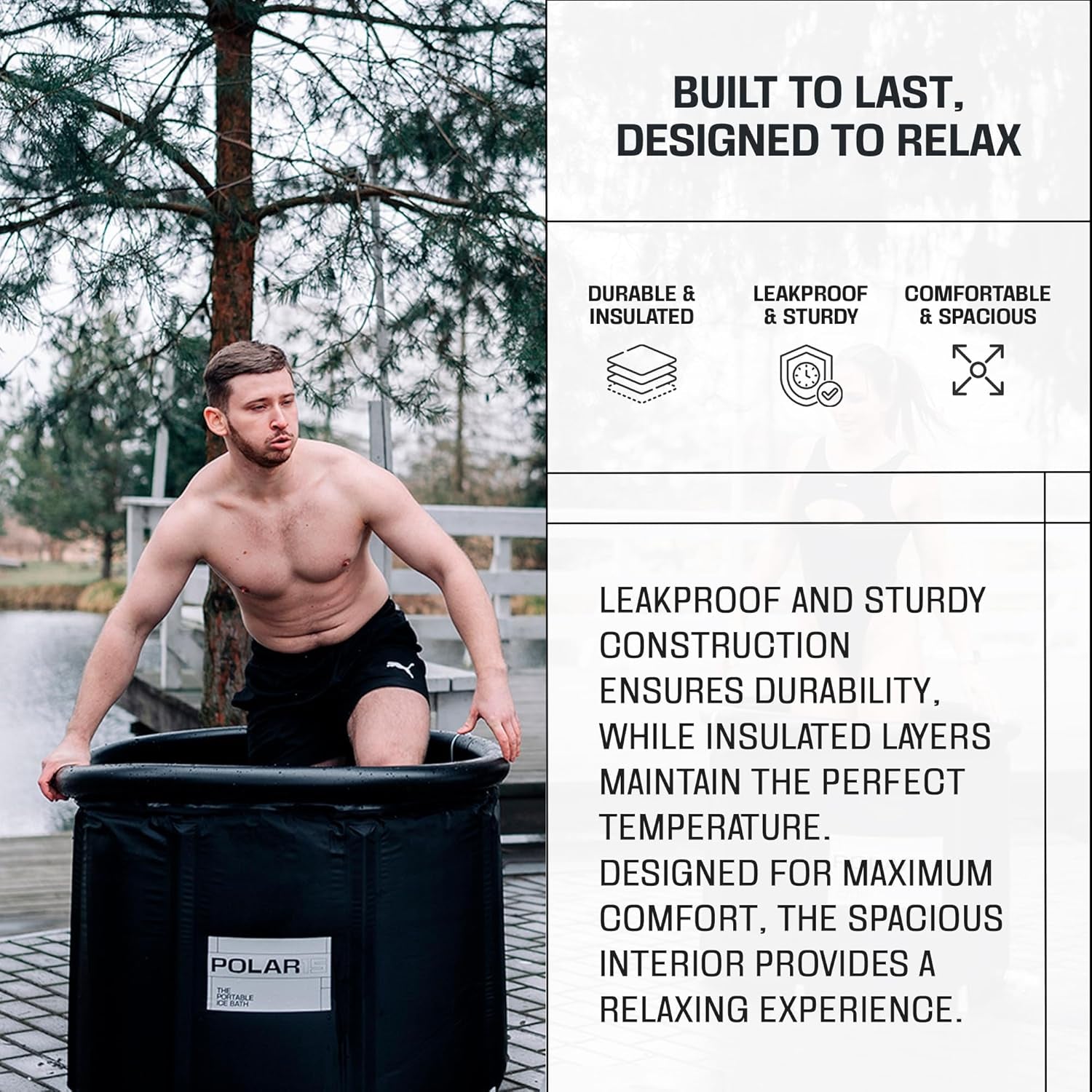 Premium Portable Ice Bath Tub for Athletes – 125-Gallon Cold Plunge Pool with Easy Drainage System – Durable PVC, Foam, and Nylon Layers – Tear-Resistant and Waterproof for Muscle Recovery