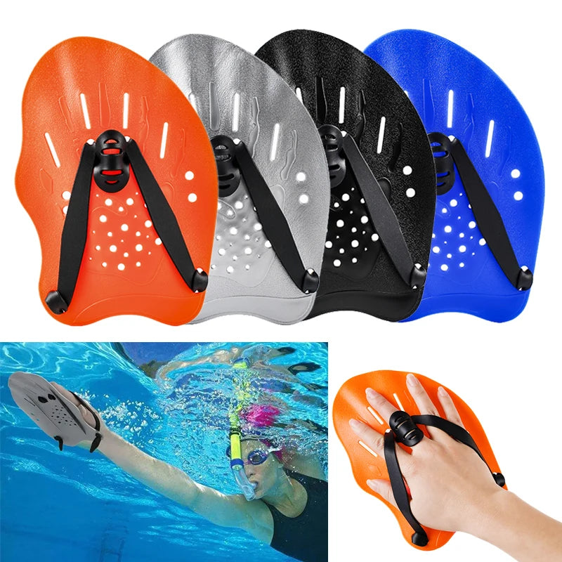 Swimming Training Hands Flippers Swim Paddles, Swimming Training Freestyle Swimming Frog Paddles with Adjustable Silicone Straps
