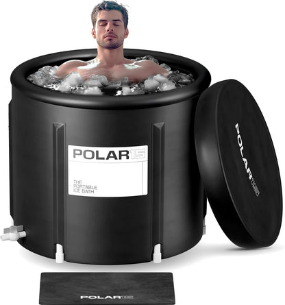 Premium Portable Ice Bath Tub for Athletes – 125-Gallon Cold Plunge Pool with Easy Drainage System – Durable PVC, Foam, and Nylon Layers – Tear-Resistant and Waterproof for Muscle Recovery