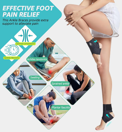 Ultrathin High-Elastic Ankle Wraps Ankle Brace for Men Women Kids, Adjustable Ankle Straps for Running, Football, Basketball, Sprains, Arthritis, Plantar Fasciitis (Black, Small (Pack of 2))