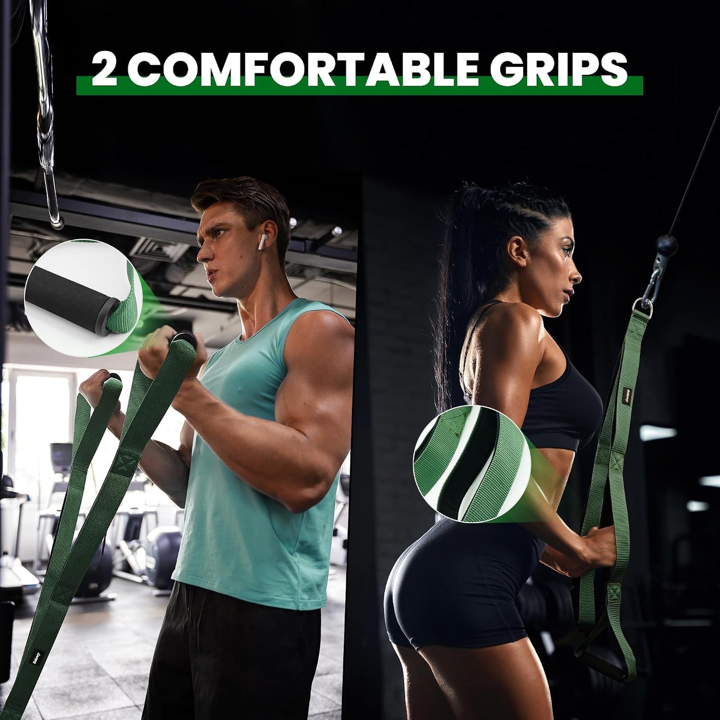 Tricep Rope Cable Attachment Handles, Tricep Pull down Attachment | 3 Lengths Tricep Rope for Face Pull, Push Down, Tricep Extension, Cable Rope Attachment for Gym Home Workout