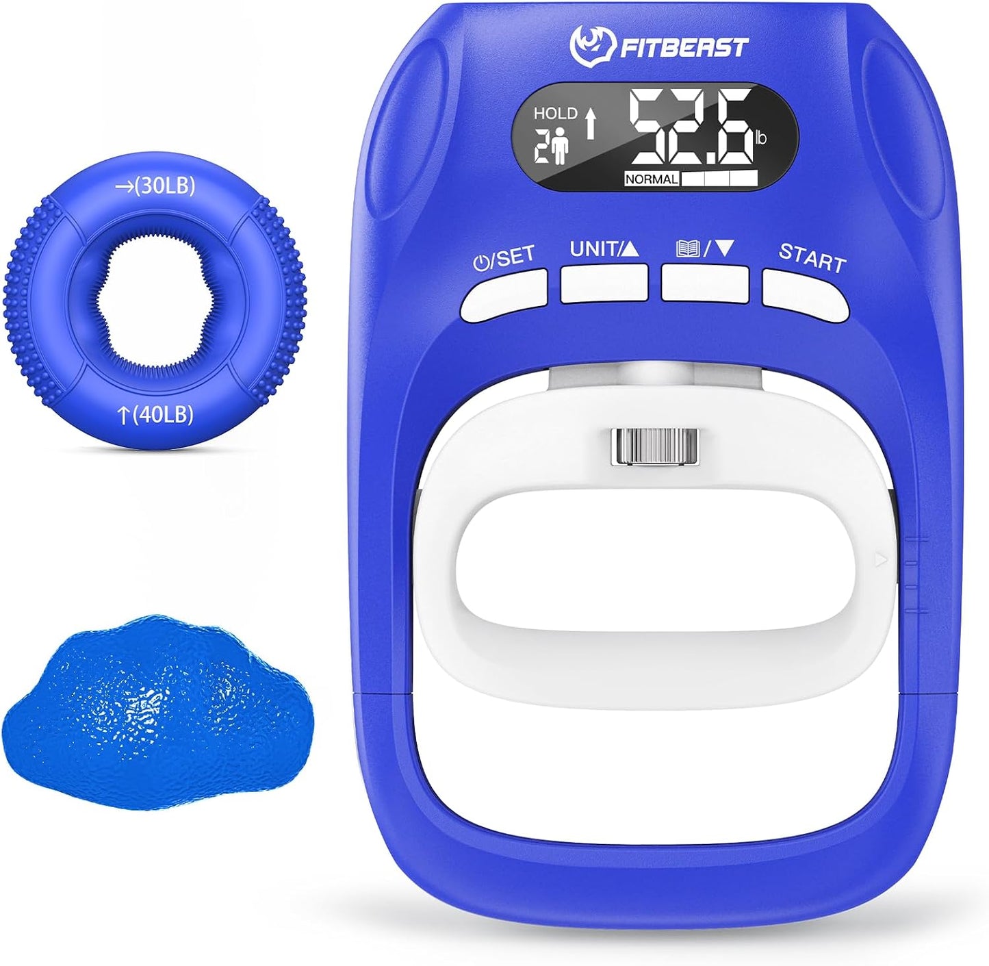Grip Strength Trainer Kit, Digital Grip Strength Tester with Dual-Resistance Ring & Soft Stress Ball for Recovery, Therapy & Hand Strength Improvement (Hand Rehab 3-In-1 Kit)