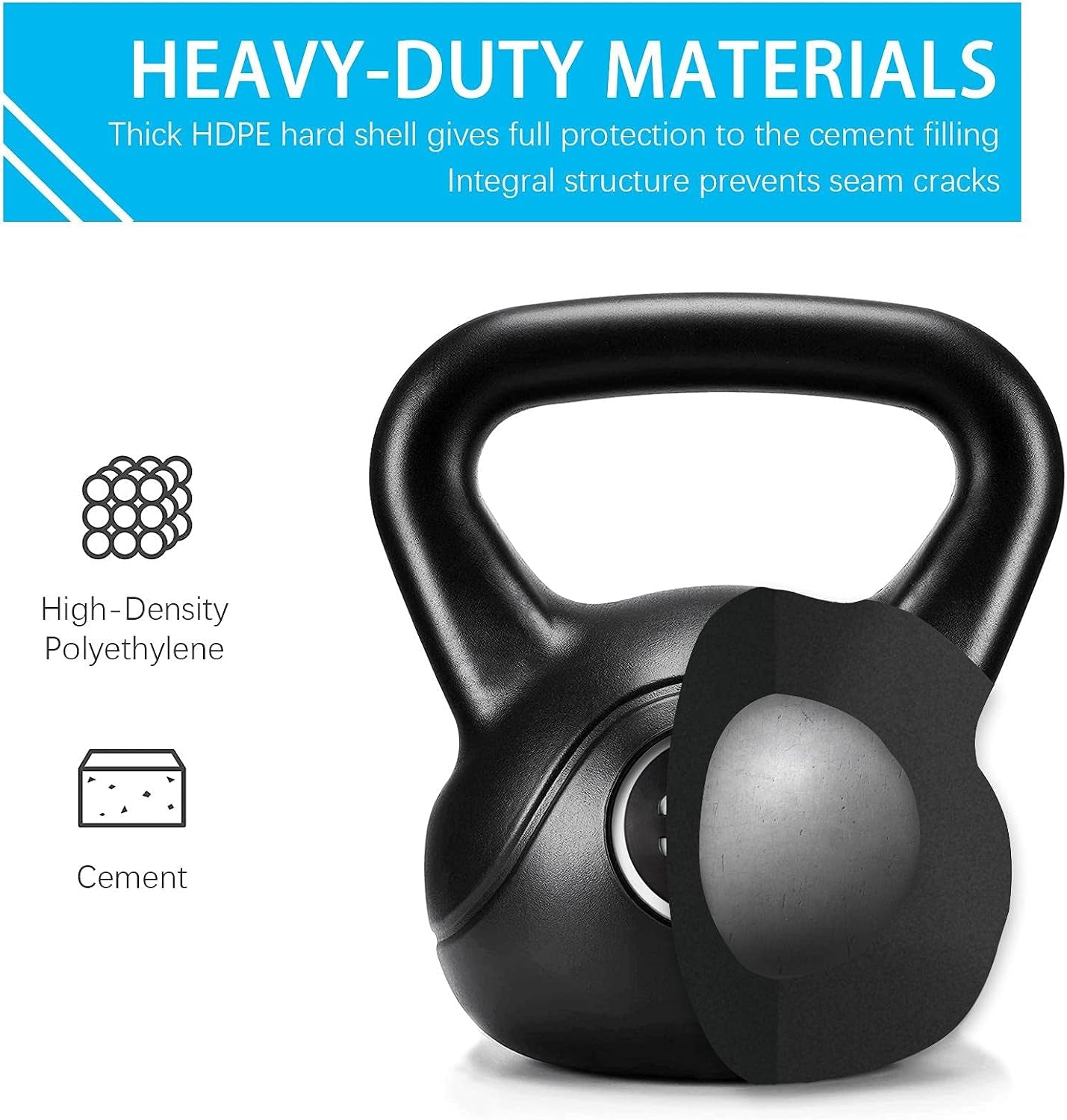 Yaheetech 6Pcs Kettlebell Set HDPE Coated Kettlebells Weight Sets 5LB, 10LB, 15LB, 20LB, 25LB, 35LB Kettlebells for Home Fitness Gym, Black