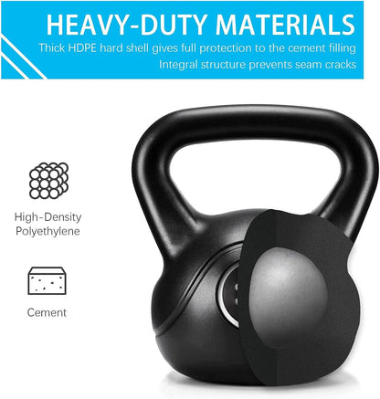 Yaheetech 6Pcs Kettlebell Set HDPE Coated Kettlebells Weight Sets 5LB, 10LB, 15LB, 20LB, 25LB, 35LB Kettlebells for Home Fitness Gym, Black