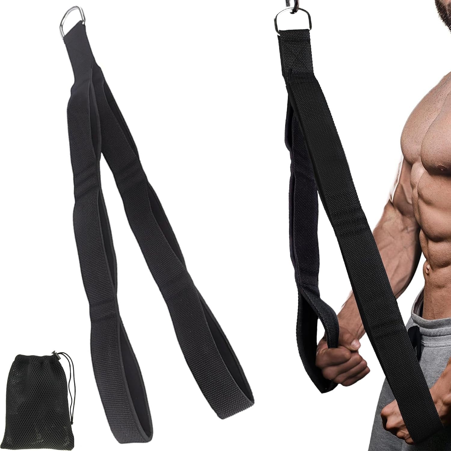 Tricep Rope, Tricep Pull down Attachment with Carry Bag, Tricep Rope Cable Attachment for Pull Downs, Strength Training, Arm Training, Facepulls and Perfect for Professional Gym