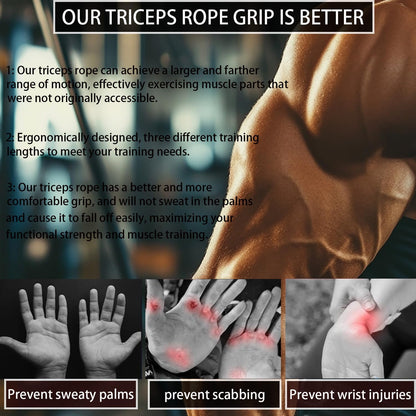 Tricep Rope, Tricep Pull down Attachment with Carry Bag, Tricep Rope Cable Attachment for Pull Downs, Strength Training, Arm Training, Facepulls and Perfect for Professional Gym