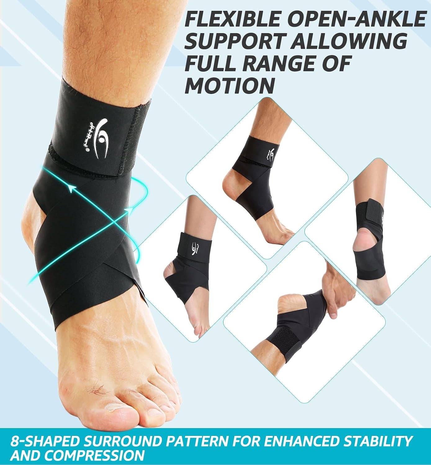 Ultrathin High-Elastic Ankle Wraps Ankle Brace for Men Women Kids, Adjustable Ankle Straps for Running, Football, Basketball, Sprains, Arthritis, Plantar Fasciitis (Black, Small (Pack of 2))
