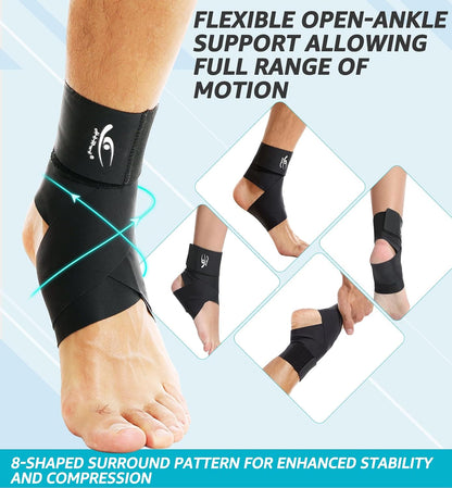 Ultrathin High-Elastic Ankle Wraps Ankle Brace for Men Women Kids, Adjustable Ankle Straps for Running, Football, Basketball, Sprains, Arthritis, Plantar Fasciitis (Black, Small (Pack of 2))