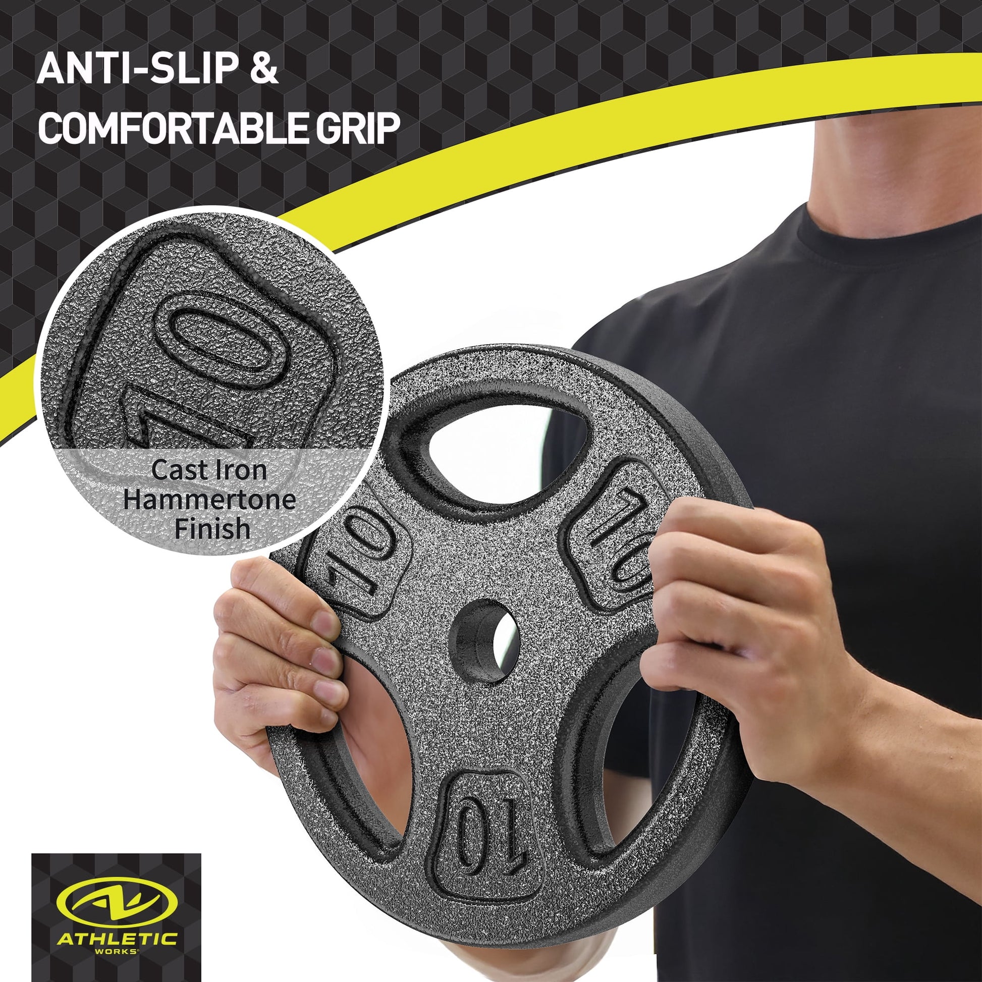 100LB Black Cast Iron Standard Weight Plate Sets, Used as Both Dumbbell and Barbell,1-Inch Holes Fit Standard Sized Bar