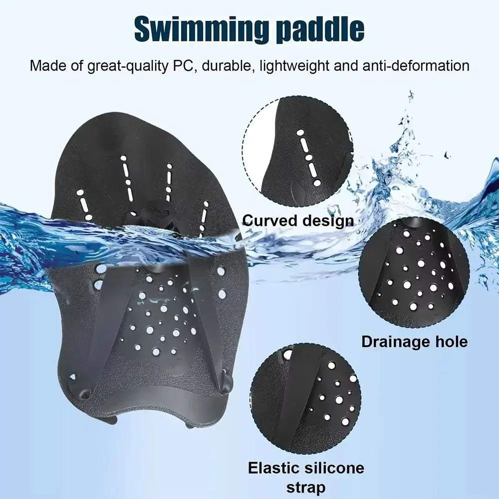 Swimming Training Hands Flippers Swim Paddles, Swimming Training Freestyle Swimming Frog Paddles with Adjustable Silicone Straps