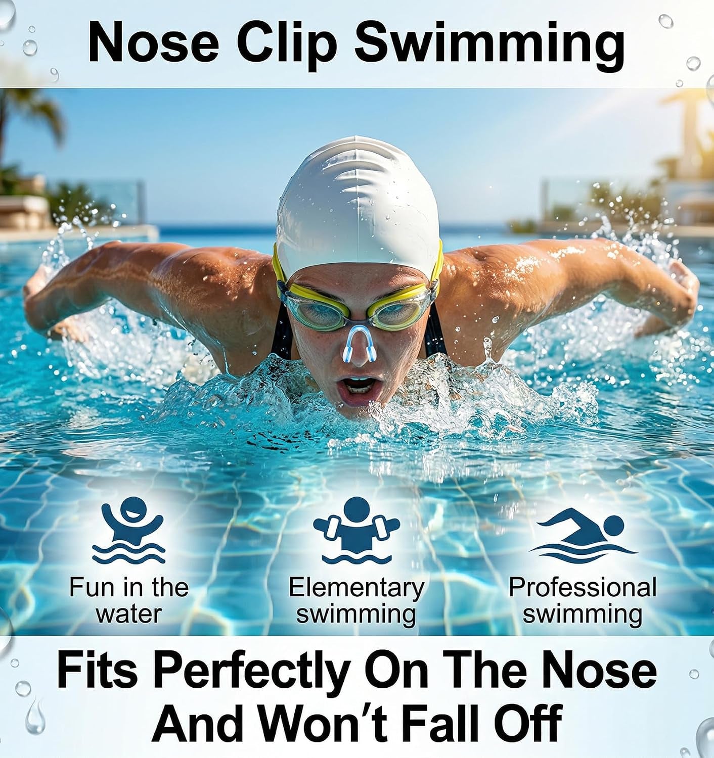 2PCS Swimming Nose Clips Adult, Soft Silicone Waterproof Nose Plugs with Storage Cases, Non-Slip & Comfortable Fit for Adults (Blue, Pink)