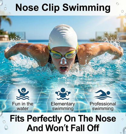 2PCS Swimming Nose Clips Adult, Soft Silicone Waterproof Nose Plugs with Storage Cases, Non-Slip & Comfortable Fit for Adults (Blue, Pink)
