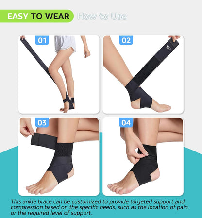 Ultrathin High-Elastic Ankle Wraps Ankle Brace for Men Women Kids, Adjustable Ankle Straps for Running, Football, Basketball, Sprains, Arthritis, Plantar Fasciitis (Black, Small (Pack of 2))