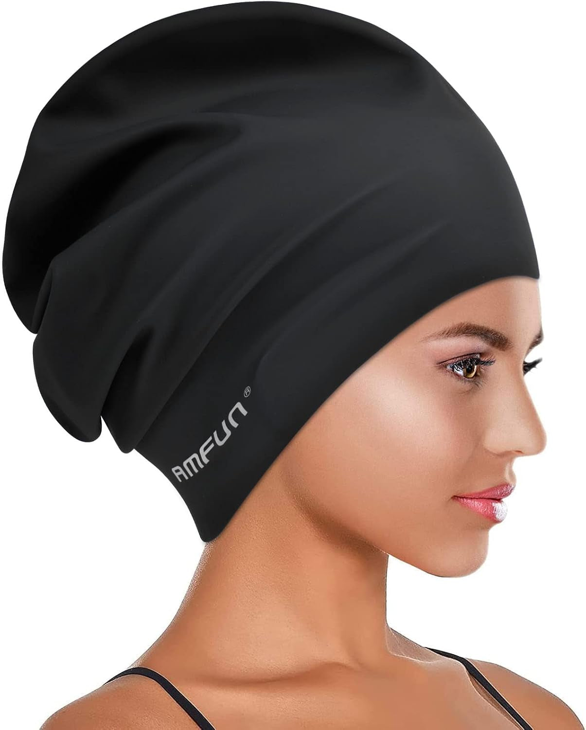 2 PCS Swimming Cap for Long Hair, Extra Large Swimming Caps for Women & Men, Silicone Adult Swim Cap, Waterproof Swimming Hat for Dreadlocks, Weaves, Hair Extensions, Braids, Afros
