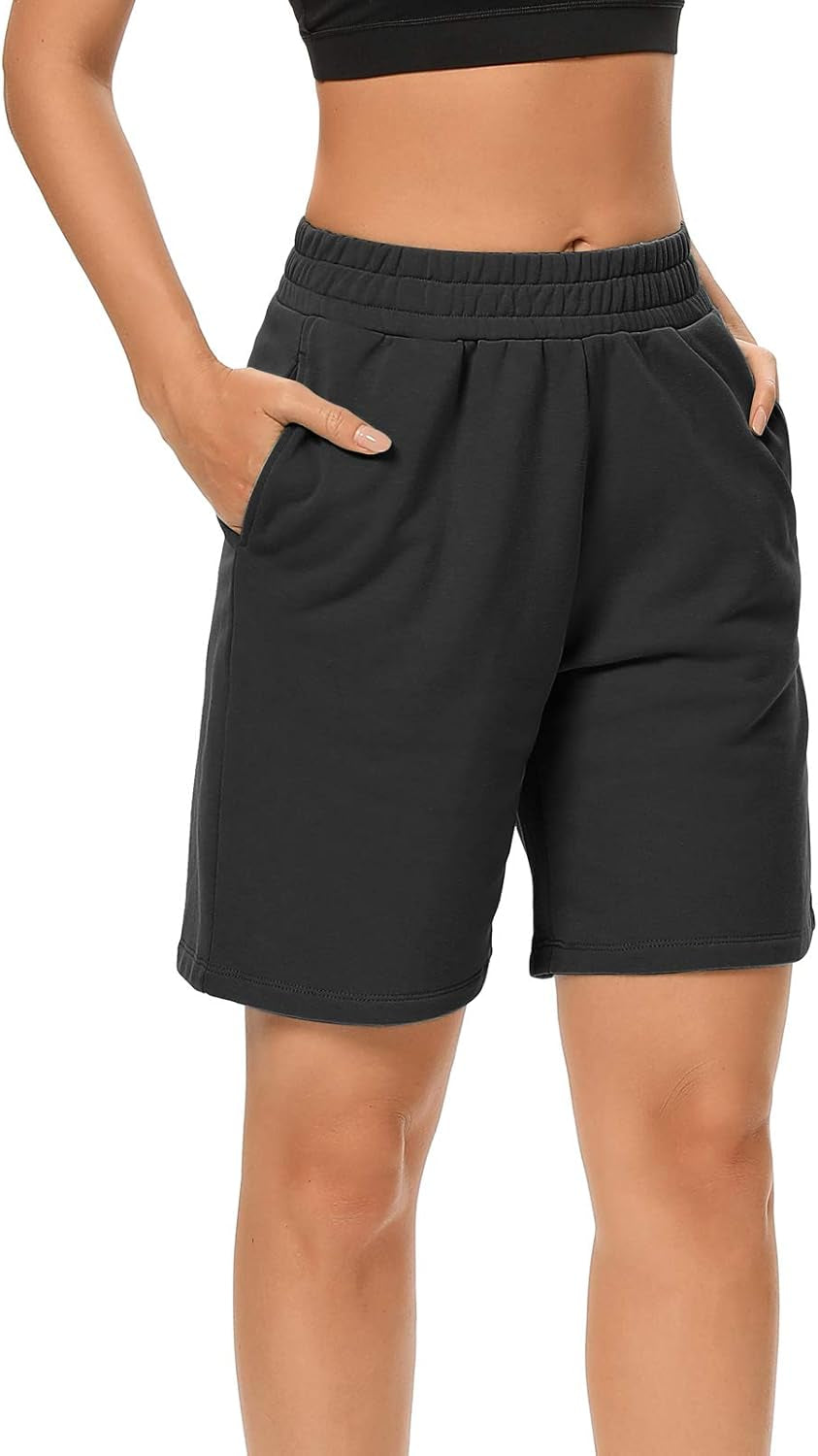 Womens Yoga Shorts Casual Summer Workout Sweat Shorts with Pockets