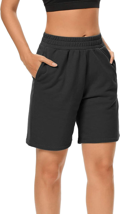 Womens Yoga Shorts Casual Summer Workout Sweat Shorts with Pockets