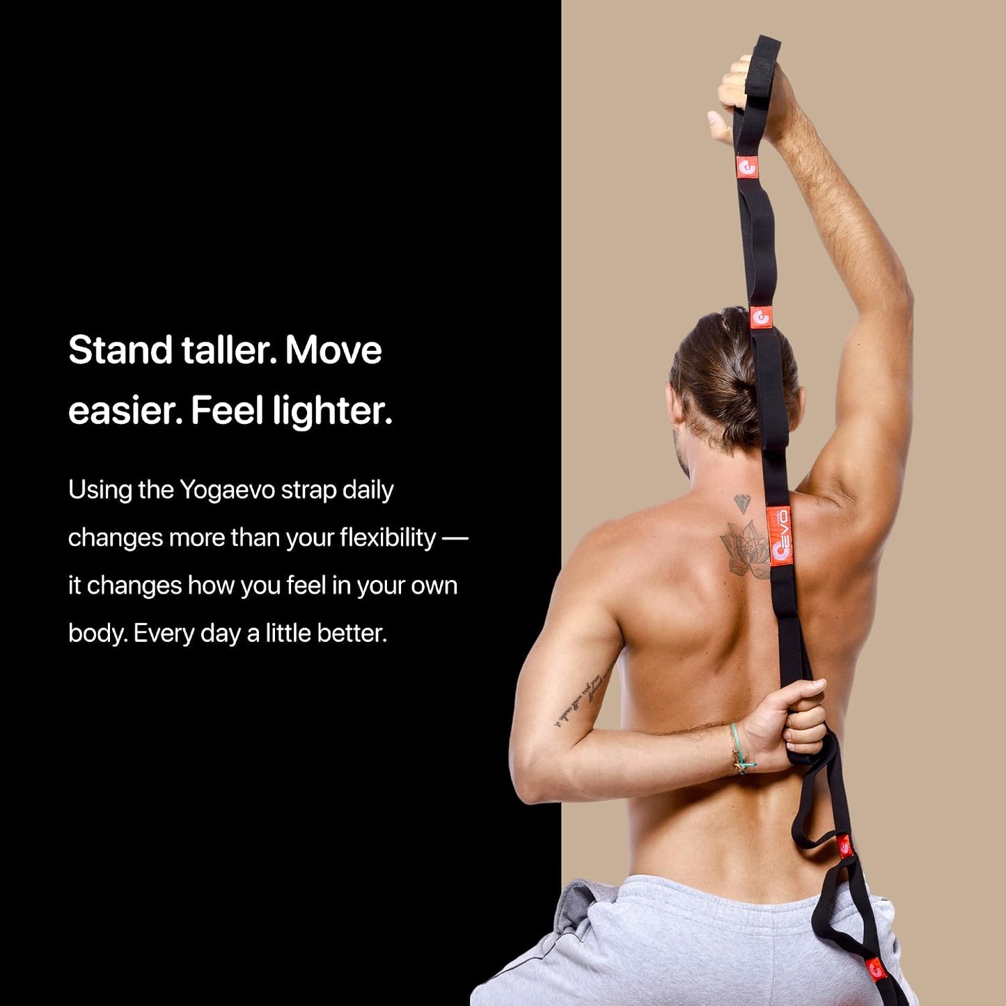 Yogaevo Stretching Strap with Loops for Physical Therapy — Yoga Strap & Resistance Band in One — Flexibility & Back Recovery — HD Video Routines Included