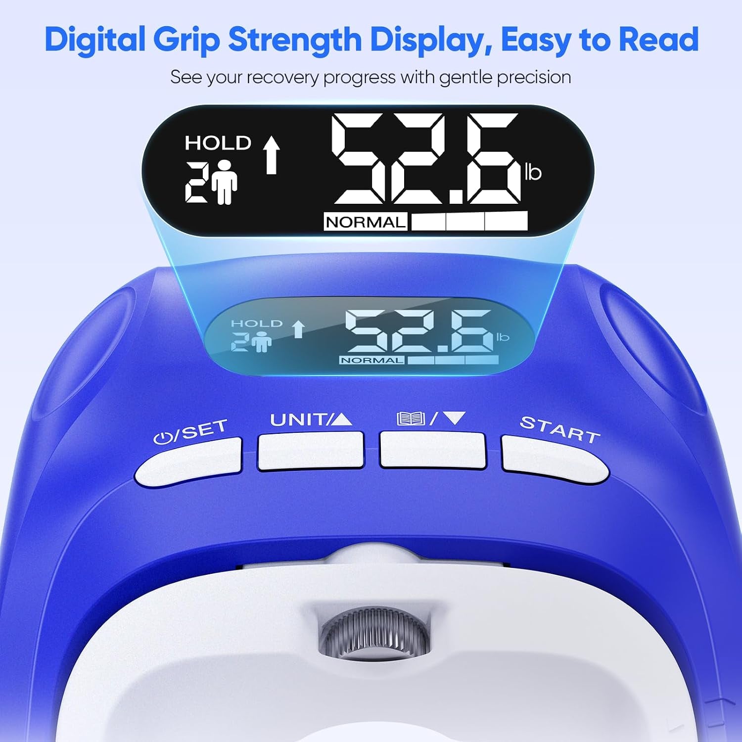 Grip Strength Trainer Kit, Digital Grip Strength Tester with Dual-Resistance Ring & Soft Stress Ball for Recovery, Therapy & Hand Strength Improvement (Hand Rehab 3-In-1 Kit)