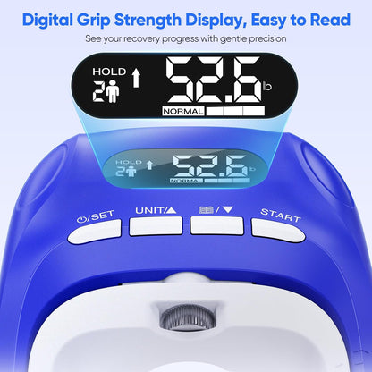 Grip Strength Trainer Kit, Digital Grip Strength Tester with Dual-Resistance Ring & Soft Stress Ball for Recovery, Therapy & Hand Strength Improvement (Hand Rehab 3-In-1 Kit)